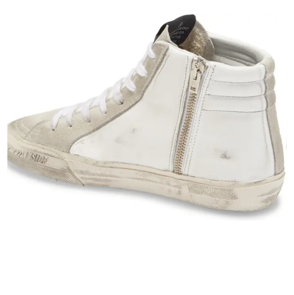 Golden Goose Slide High Top Sneaker Suede Toe And Star Leather White Ice Men's - Picture 3 of 13